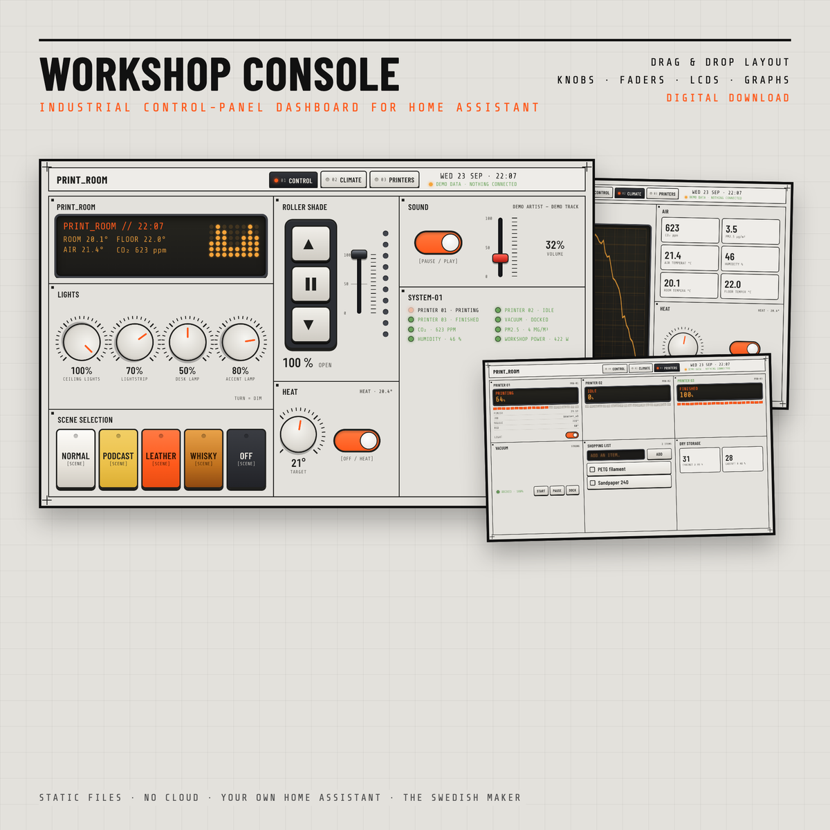 Workshop Console — Industrial Control Panel for Home Assistant