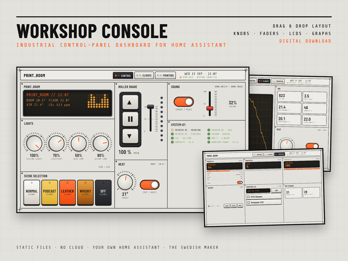 Workshop Console — Industrial Control Panel for Home Assistant